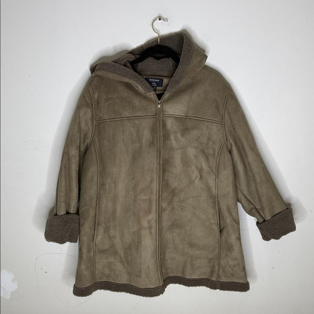 Oleg Cassini Arcticwear Olive Hooded Jacket Sherpa Lined Size 20W